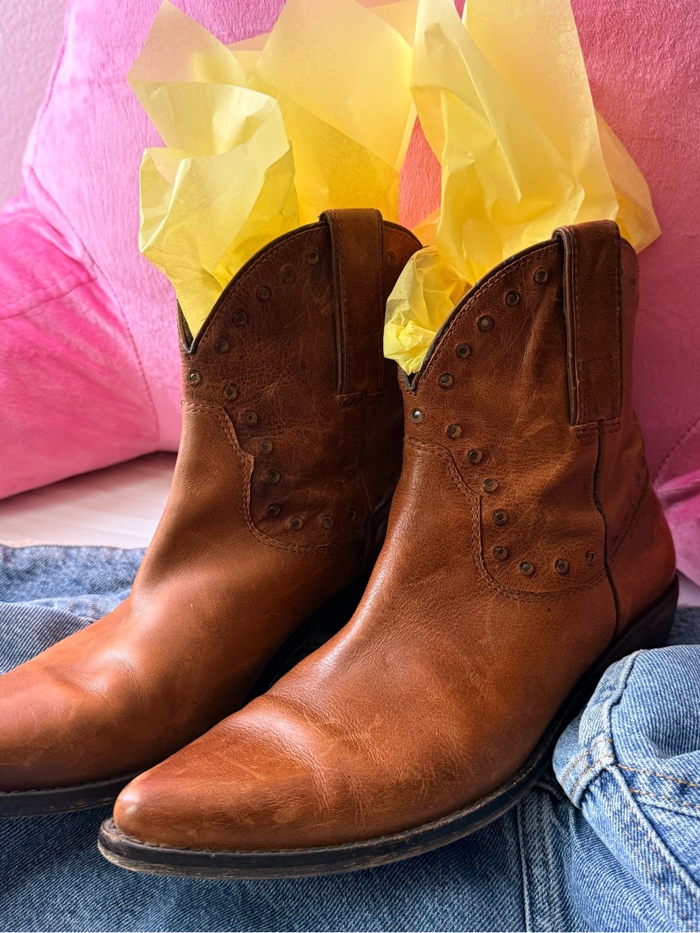 Miss Sixty Brown Leather Western Heeled Boots